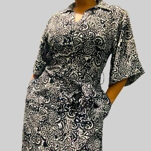 Zara shirt dress button down v neck midi dress